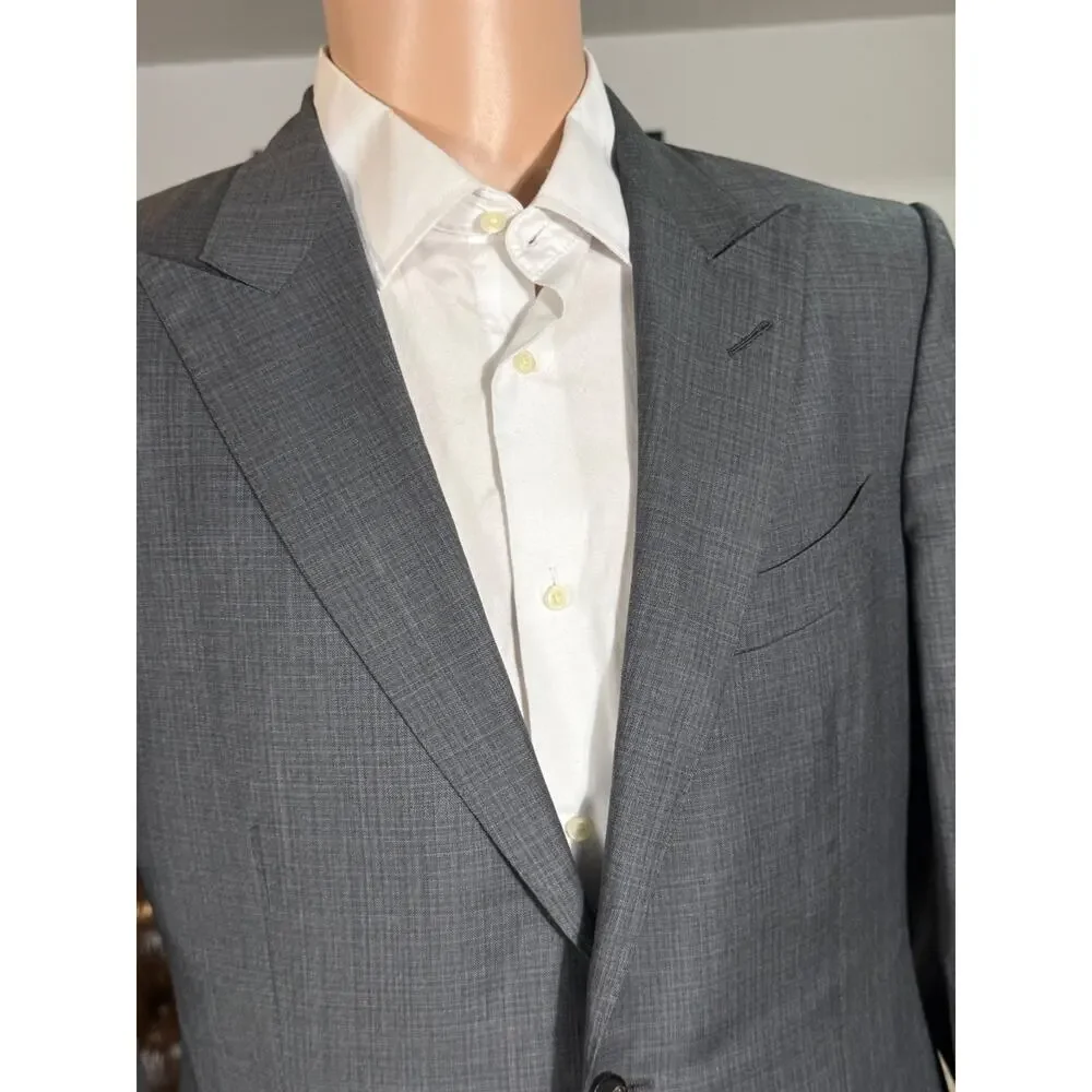Tom Ford Gray Checked Suit Wool 2PC Peak Lapel O'Connor 50 40R